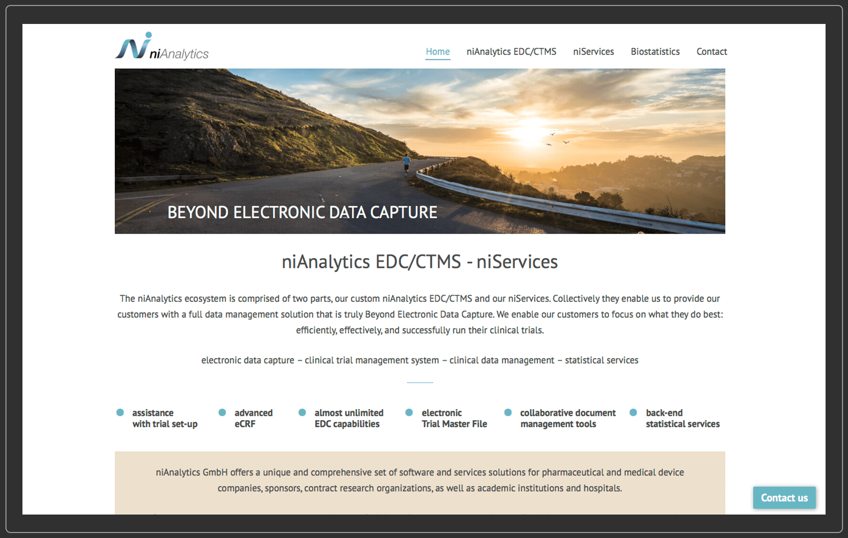 niAnalytics website design