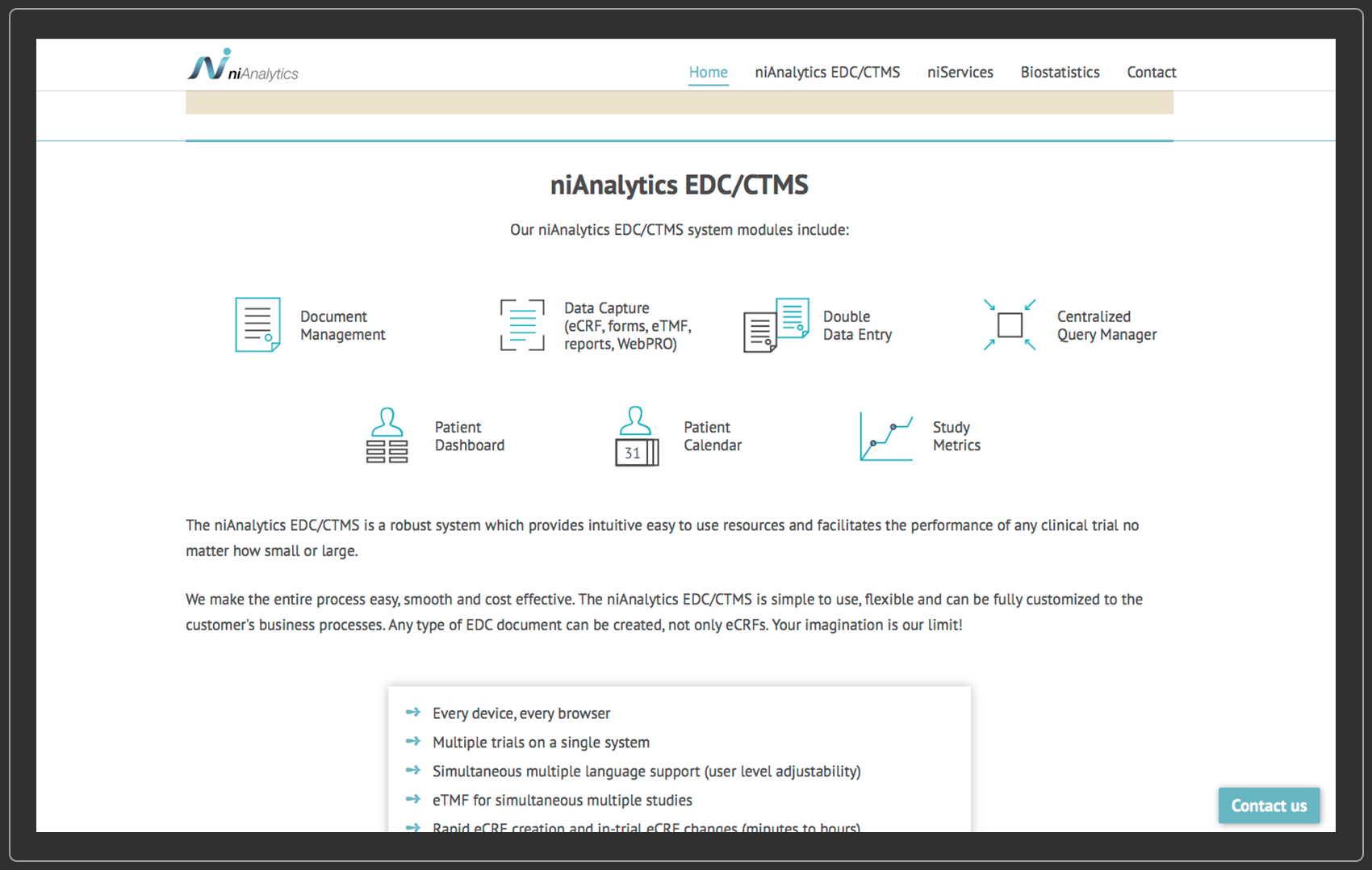 niAnalytics website design